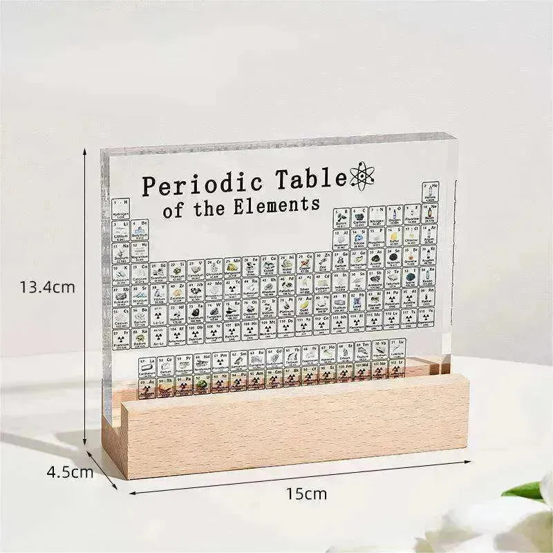 Acrylic Periodic Table: Real Element Samples + Light Base