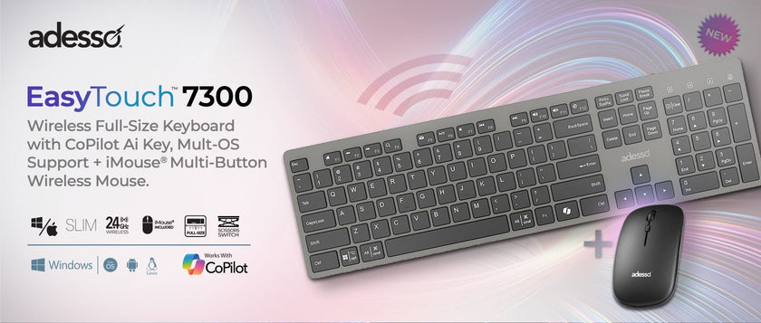 Adesso - Keyboard & Mouse Combo Kit Wireless 2.4Ghz - Black