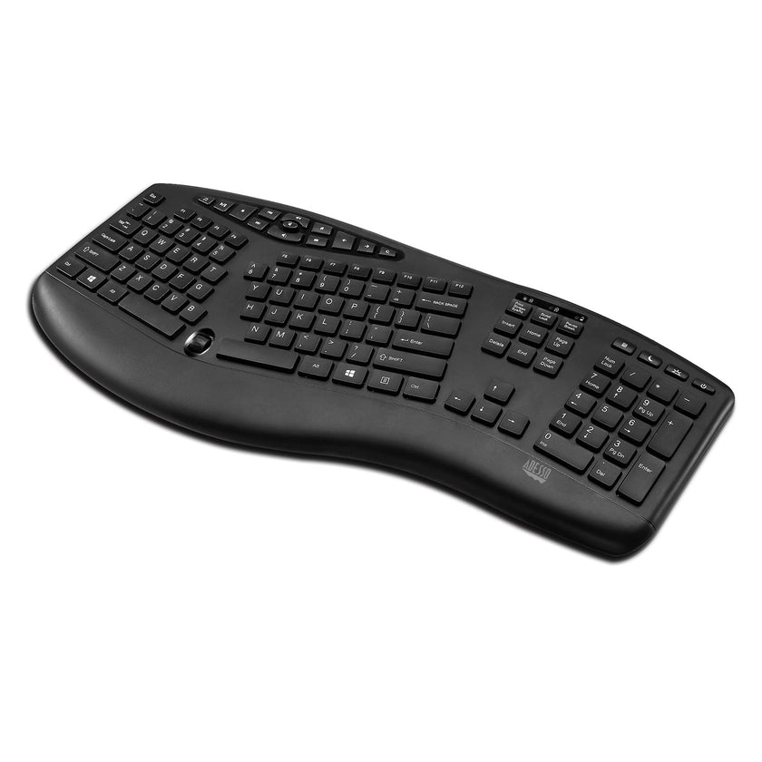 Adesso - TruForm™ 1600 Wireless Ergonomic Keyboard and Optical Mouse (WKB-1600CB) - Canadian French