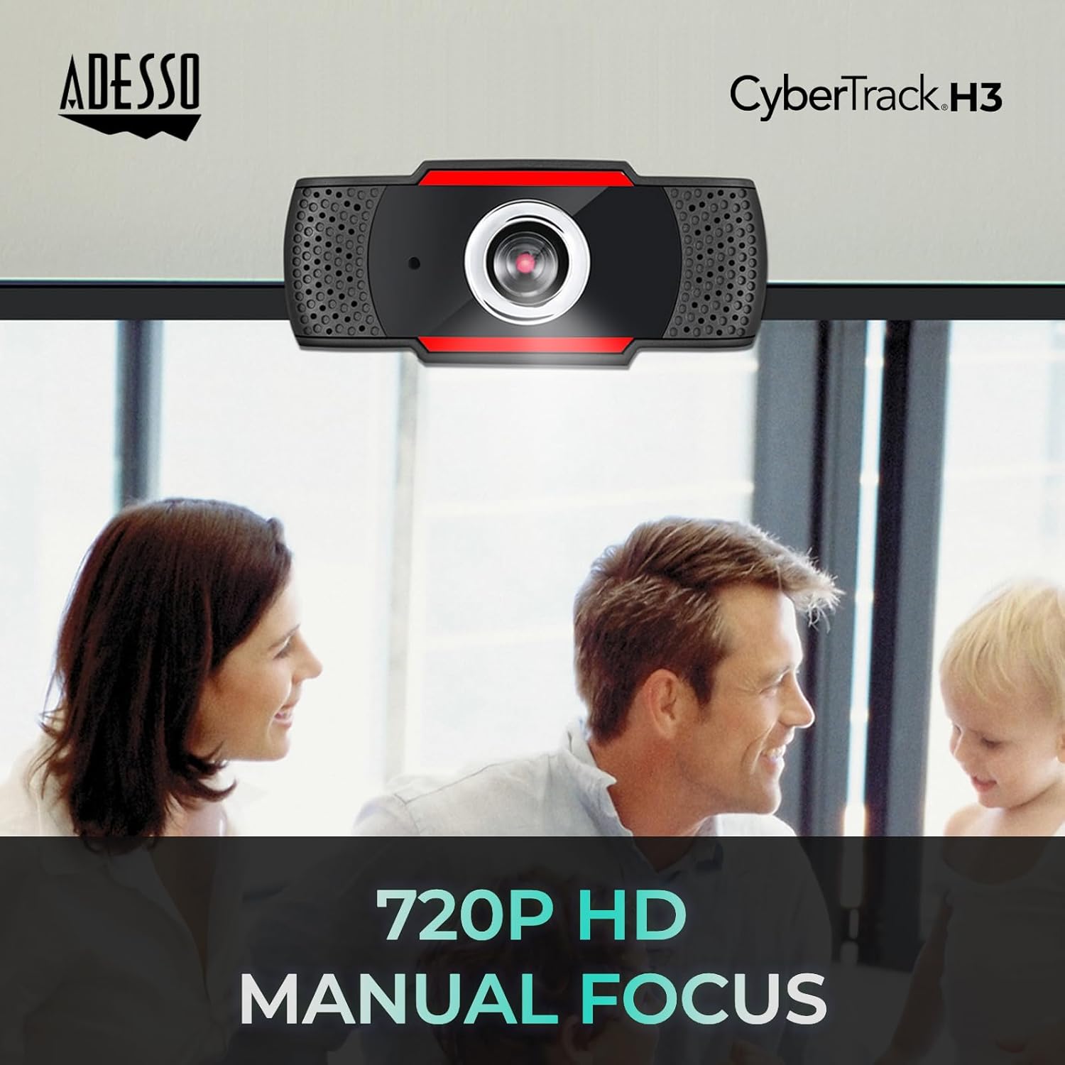 Adesso - Webcam 720P CyberTrack H3 1.3 MP with Build-in Microphones (USB)