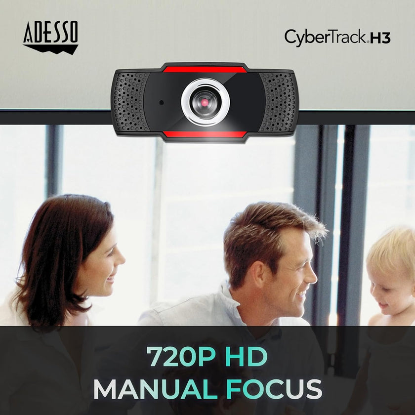 Adesso - Webcam 720P CyberTrack H3 1.3 MP with Build-in Microphones (USB)