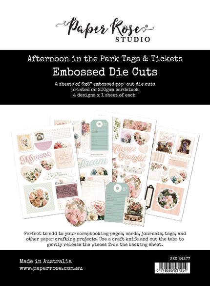 Afternoon in the Park Tags Embossed Die Cuts 34377