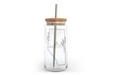 Alberta Line Art Glass Can with Bamboo Lid