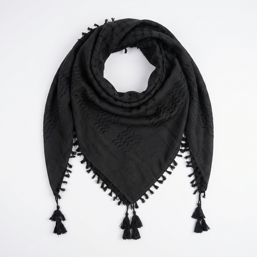 All Black Kufiya (Keffiyeh) | Kashmir