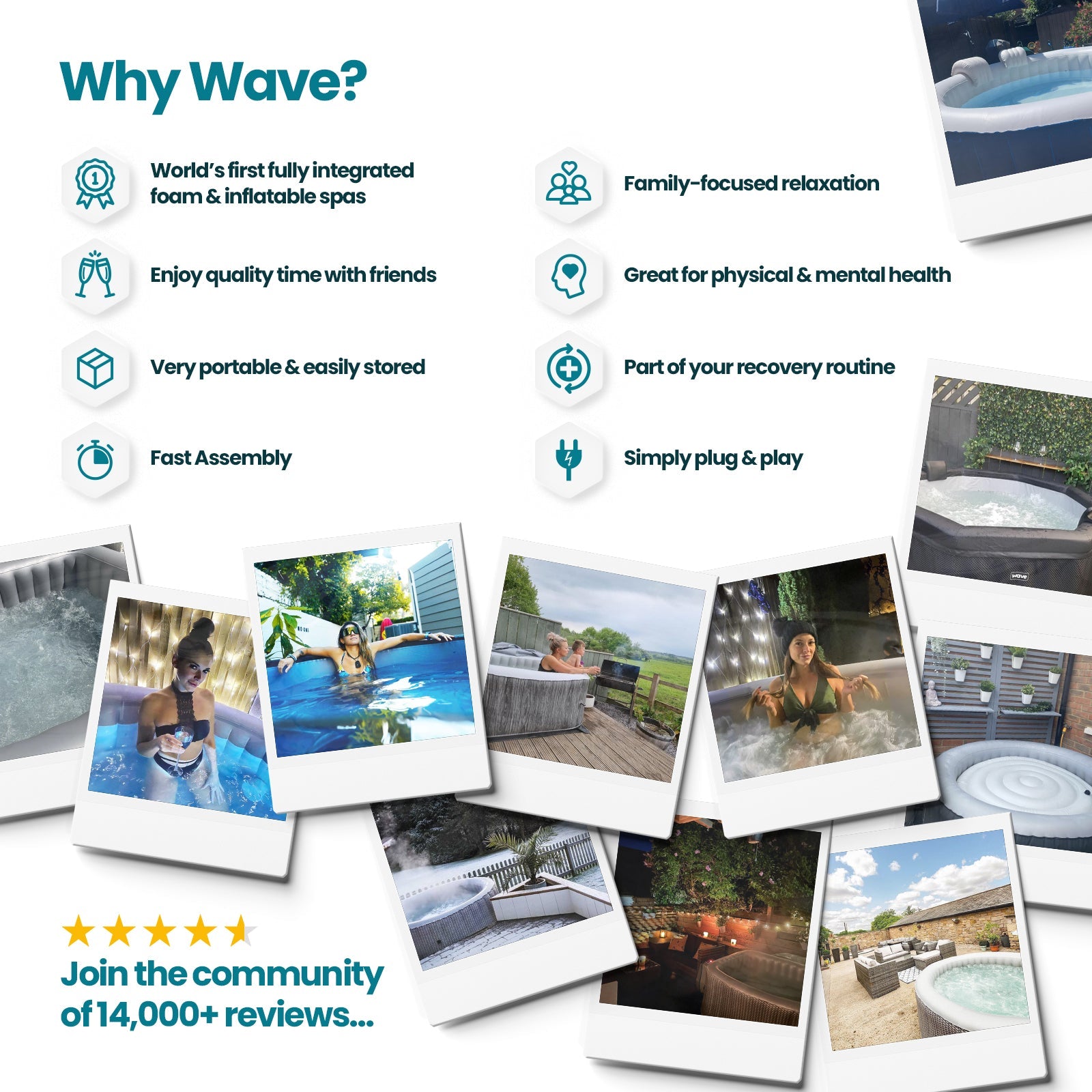 Garda | 4/6-Person Eco Foam Hot Tub | Square | Built-In Integrated Heater