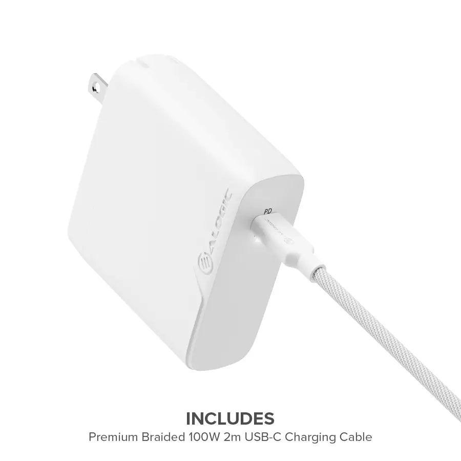 Alogic - 100W GaN Charger - Includes 2m USB-C Cable - White