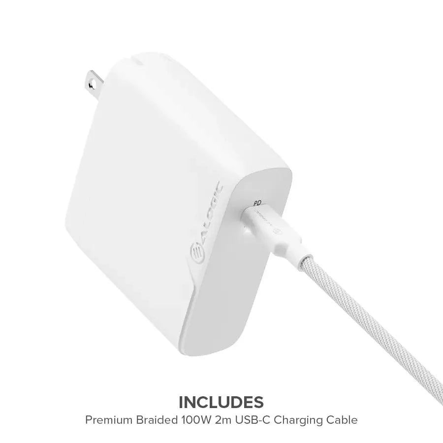 Alogic - 100W GaN Charger - Includes 2m USB-C Cable - White