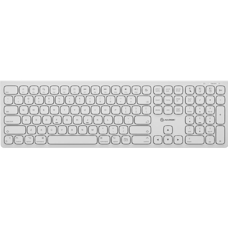 Alogic - Alogic Keyboard Bluetooth EchelonUS-C Rechargeable Compact Mac - White