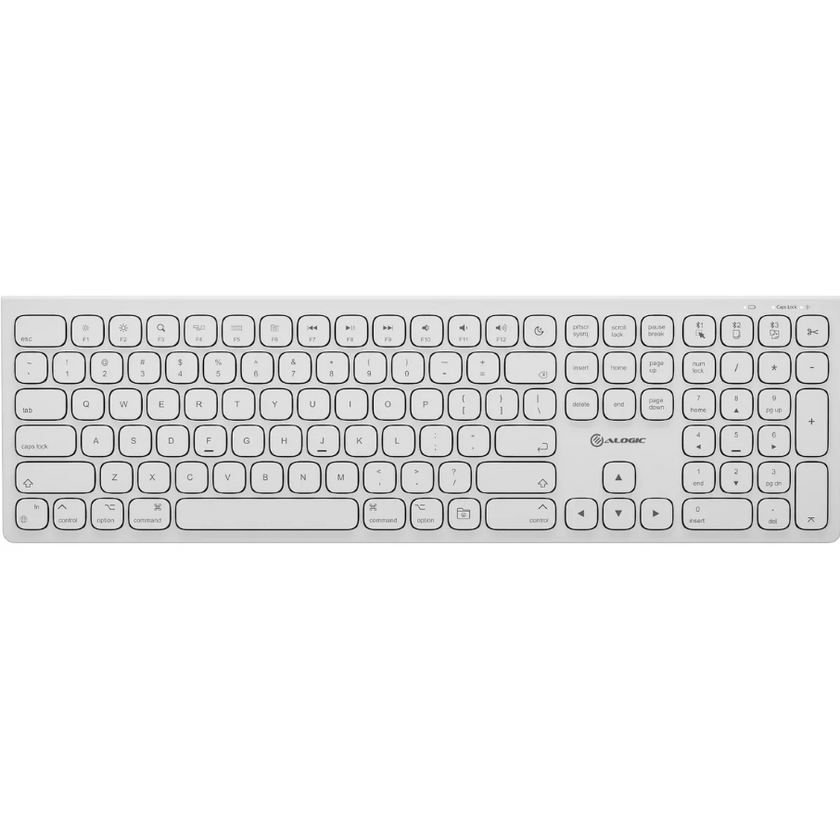 Alogic - Alogic Keyboard Bluetooth EchelonUS-C Rechargeable Compact Mac - White