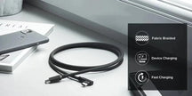 Alogic - Charge et synchronisation USB-C vers USB-C à angle droit, 3 pieds, double tresse - Noir