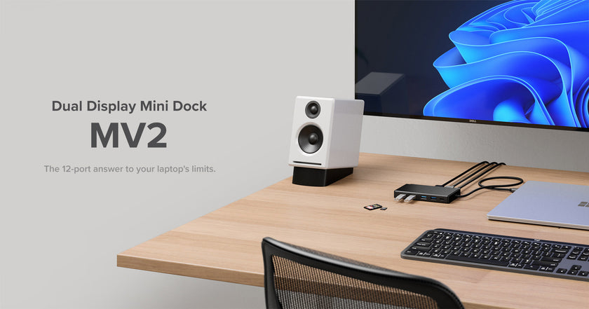 Alogic - Docking Station USB-C Dual Display HD MV2 12 Ports 2 HDMI Pass Through Charging 100W
