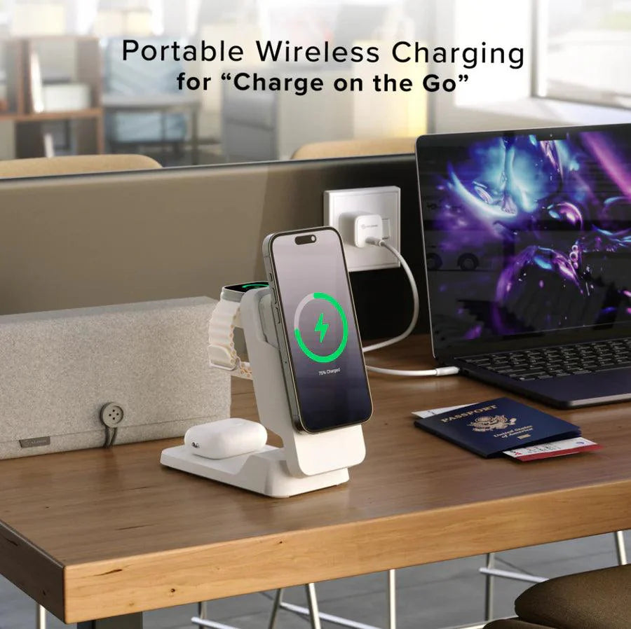 Alogic - Matrix ULTIMATE 3-in-1 Wireless Charger with 5,000mAh MagSafe Power Bank