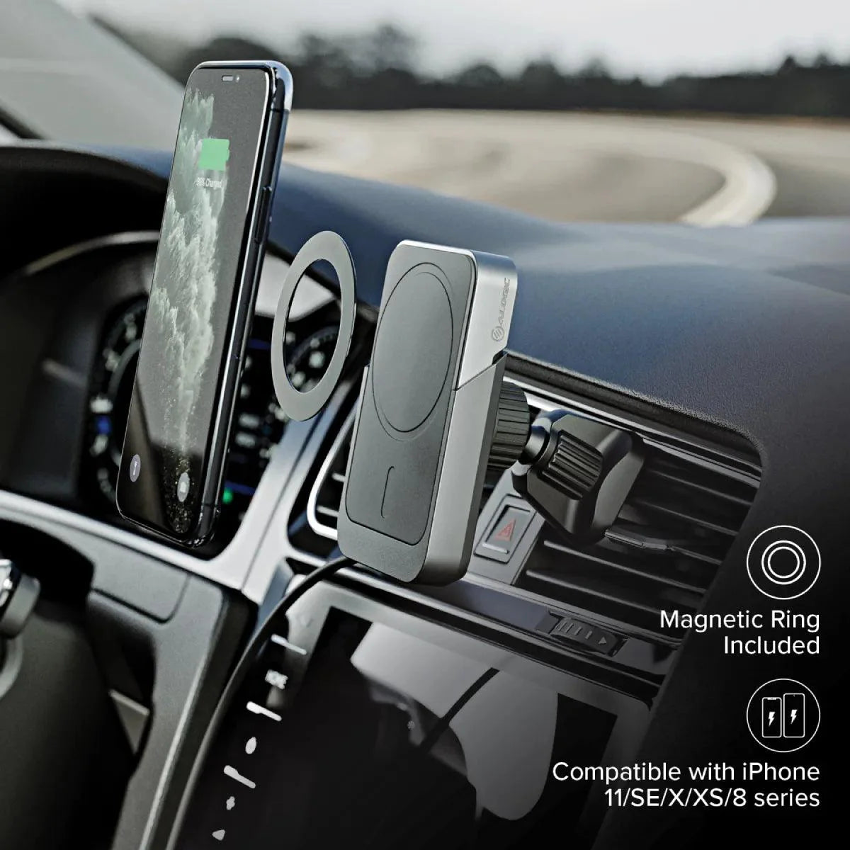 Alogic - Matrix Universal Magnetic Car Charger with Air Vent Mount  - Black