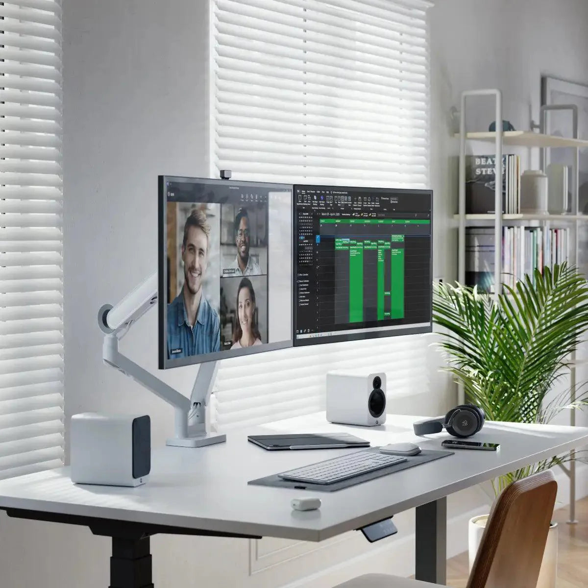 Alogic - Support de moniteur double flexible Glide - Moniteurs 35 pouces - Blanc
