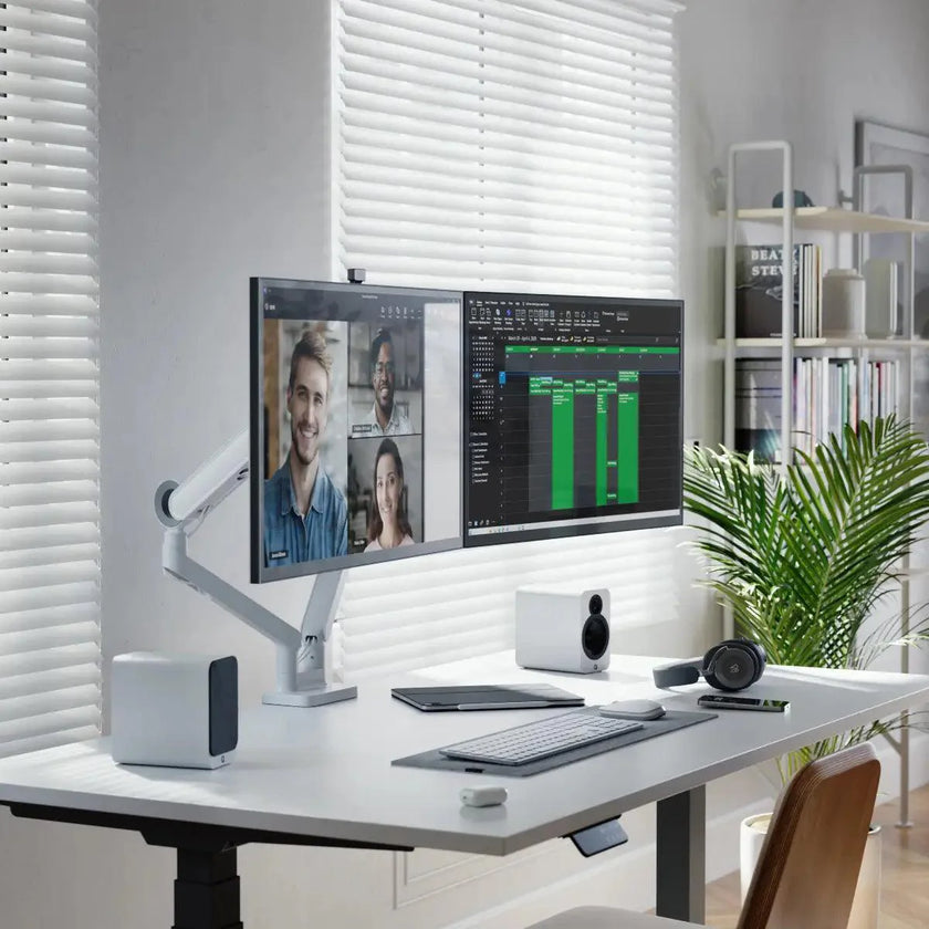 Alogic - Support de moniteur double flexible Glide - Moniteurs 35 pouces - Blanc