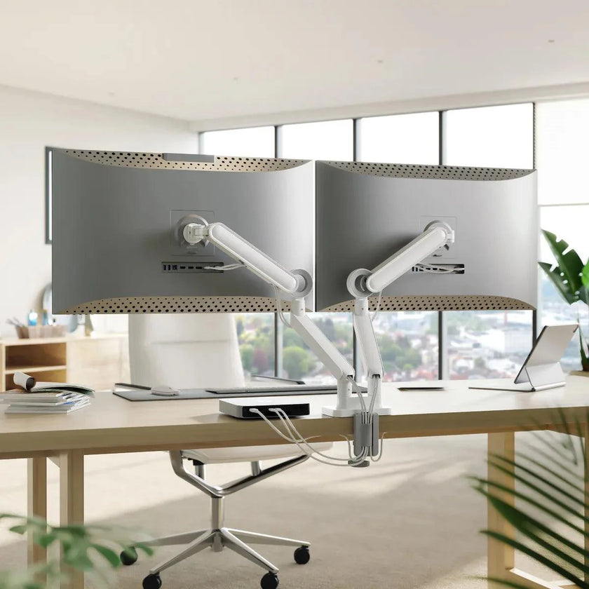 Alogic - Support de moniteur double flexible Glide - Moniteurs 35 pouces - Blanc
