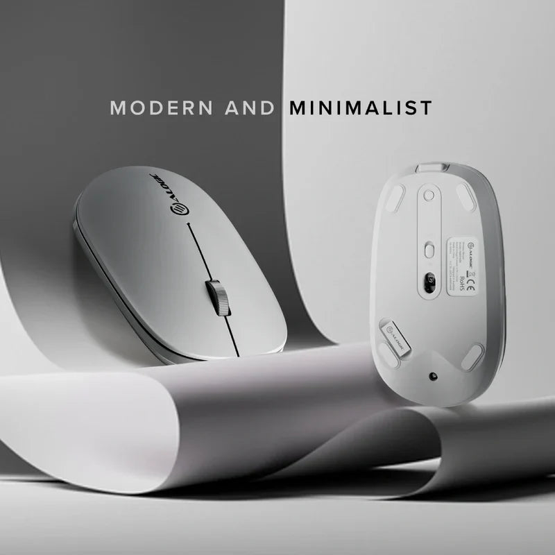 Alogic - Mouse Wireless Bluetooth & 2.4GHz Dongle USB-A USB-C Rechargeable PC/Mac/Chrome/Android/iOS - White