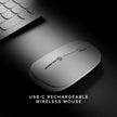Alogic - Mouse Wireless Bluetooth & 2.4GHz Dongle USB-A USB-C Rechargeable PC/Mac/Chrome/Android/iOS - White