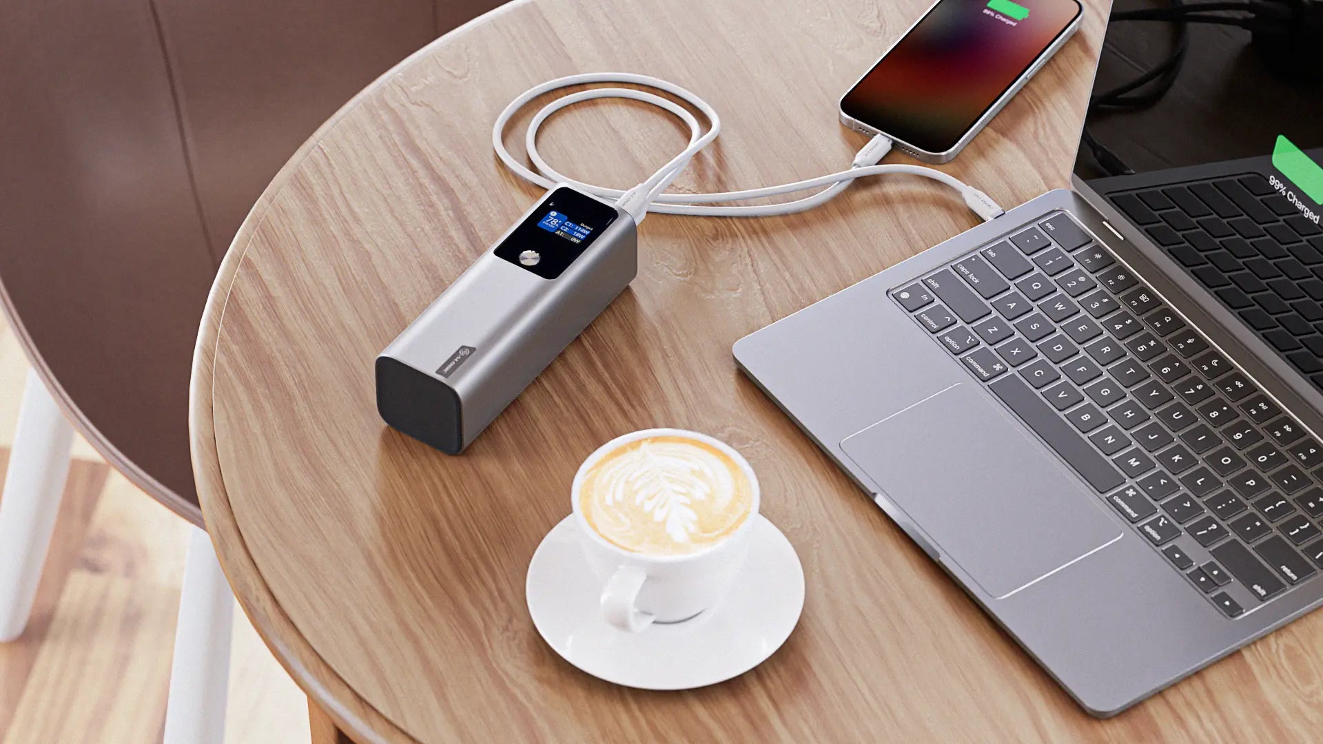 Alogic - Powerbank 27600mAh Ark Pro USB-C with 160W Power Delivery Fast Charge 3 Port - 2x USB-C (up to 140W) 1x USB-A (22.5W) with Digital Display& 50cm detachable USB-C Cable