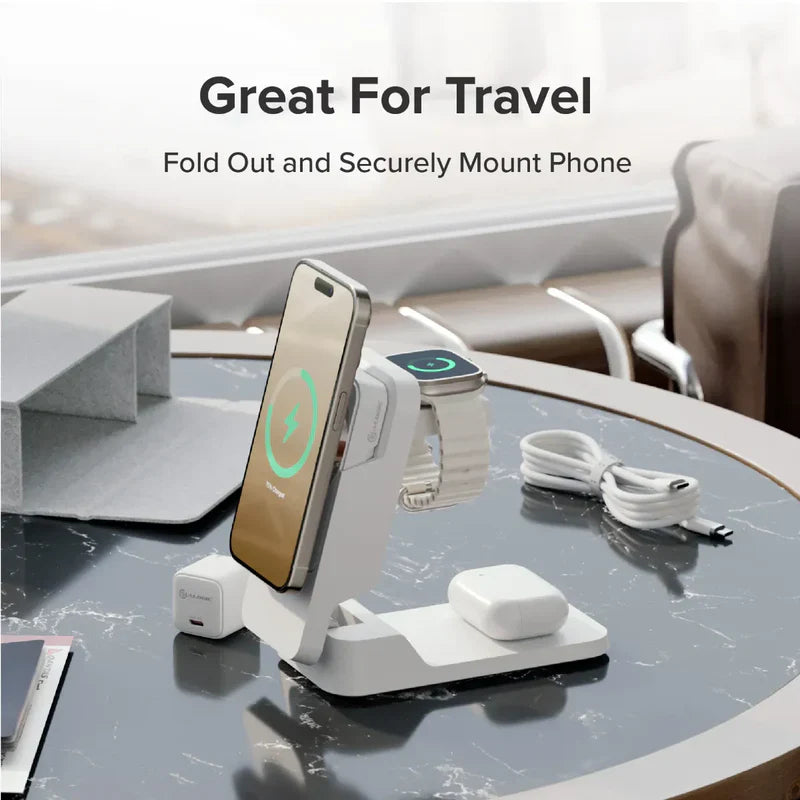 Alogic - Qi Charging & Powerbank Matrix+ 5000mAh 3-in-1 Fast Charging 7.5W USB-C Apple Watch Charger 2W 35W - White