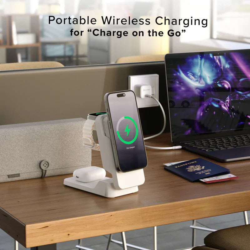Alogic - Qi Charging & Powerbank Matrix+ 5000mAh 3-in-1 Fast Charging 7.5W USB-C Apple Watch Charger 2W 35W - White