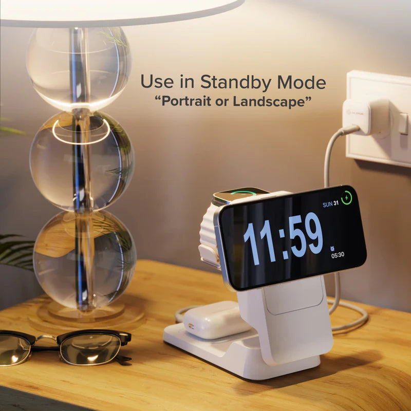 Alogic - Qi Charging & Powerbank Matrix+ 5000mAh 3-in-1 Fast Charging 7.5W USB-C Apple Watch Charger 2W 35W - White