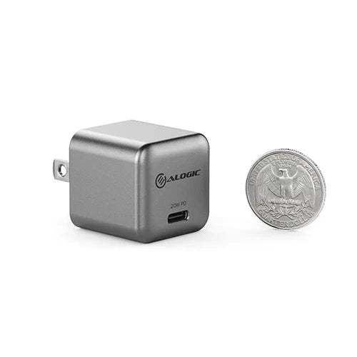 Alogic - Wall Charger 1 Port 20W GaN PD USB-C Mini Compact Size Rapid Power - Grey