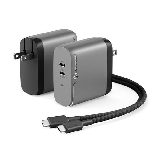 Alogic - Chargeur mural - Chargeur GaN 2 ports 68W - Câble USB-C de 2m inclus