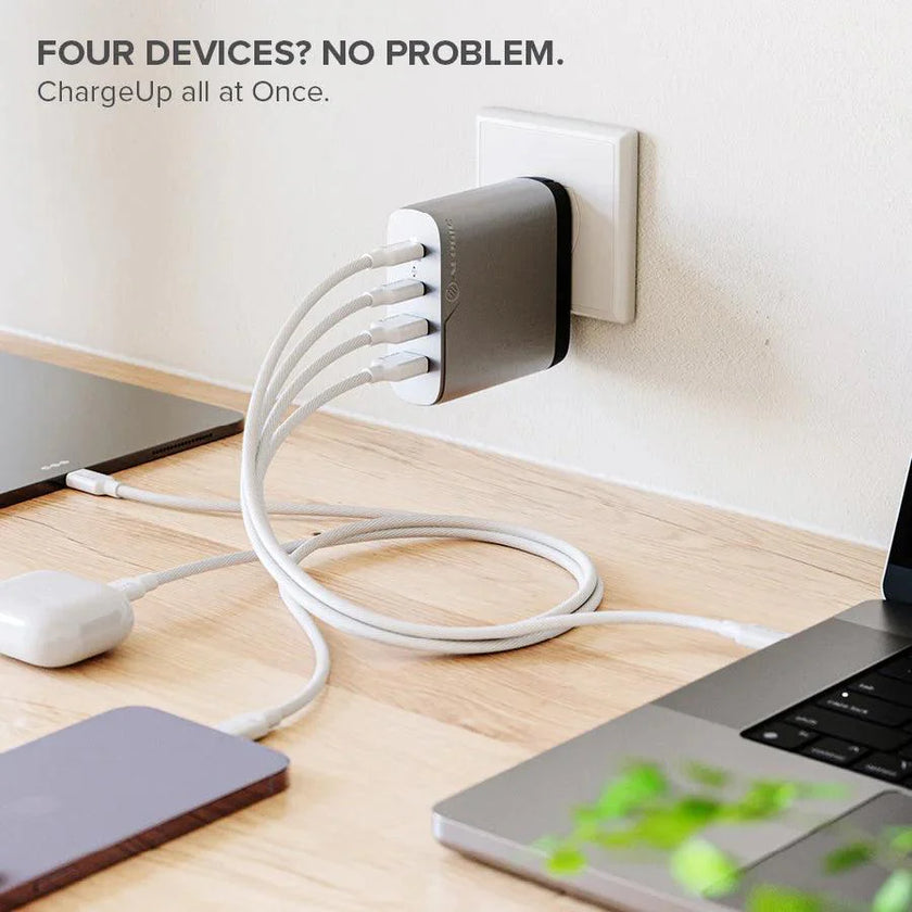 Alogic - Wall Charger 4 Port 100W GaN Charger - Includes 2m USB-C Cable  - White