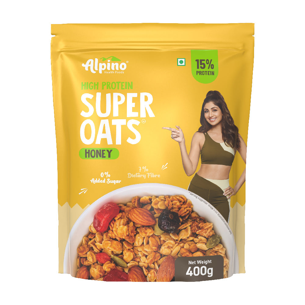 Avoine super-roulée à haute teneur en protéines, miel, beurre de cacahuète naturel et miel – 15g de protéines, salé, sans gluten.