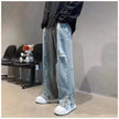 American Letter Embroidered Jeans High Street Fashion Brand Hip Hop Straight-leg Pants