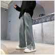 American Letter Embroidered Jeans High Street Fashion Brand Hip Hop Straight-leg Pants