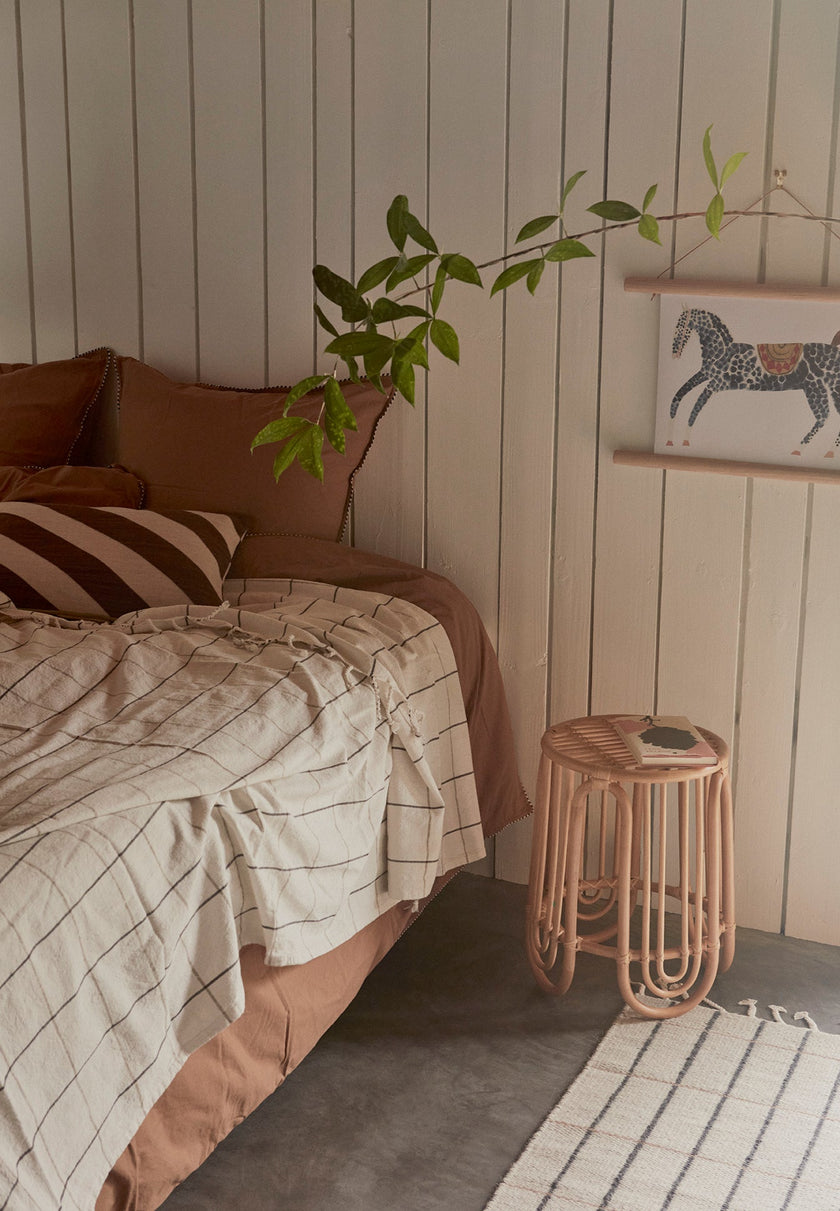Gobi Bed Cover - Grid - Offwhite / Anthracite