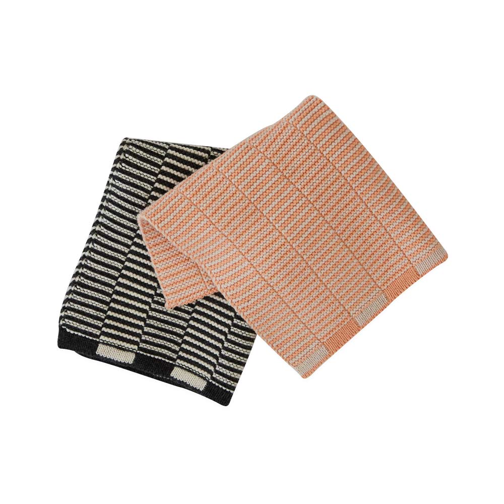 Stringa Dishcloth Coral / Anthracite - Pack of 2 - H25 x W25 cm