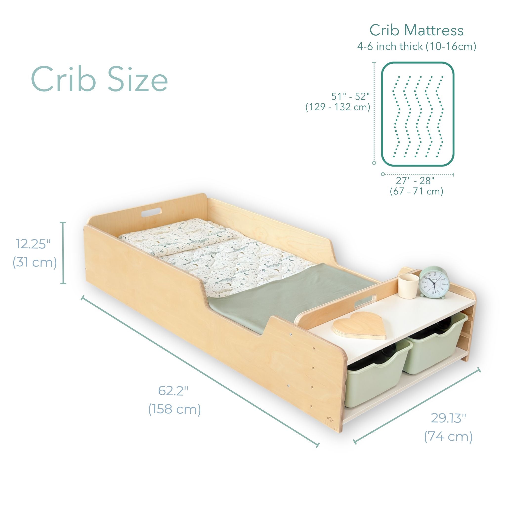 APPLE CRIB - Lit Montessori au sol avec barrières et étagères
