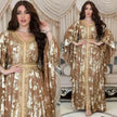 Arab  Chiffon Bronzing Robe Containing Belt Dress