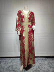 Arab  Chiffon Bronzing Robe Containing Belt Dress