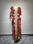 Arab  Chiffon Bronzing Robe Containing Belt Dress