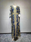 Arab  Chiffon Bronzing Robe Containing Belt Dress