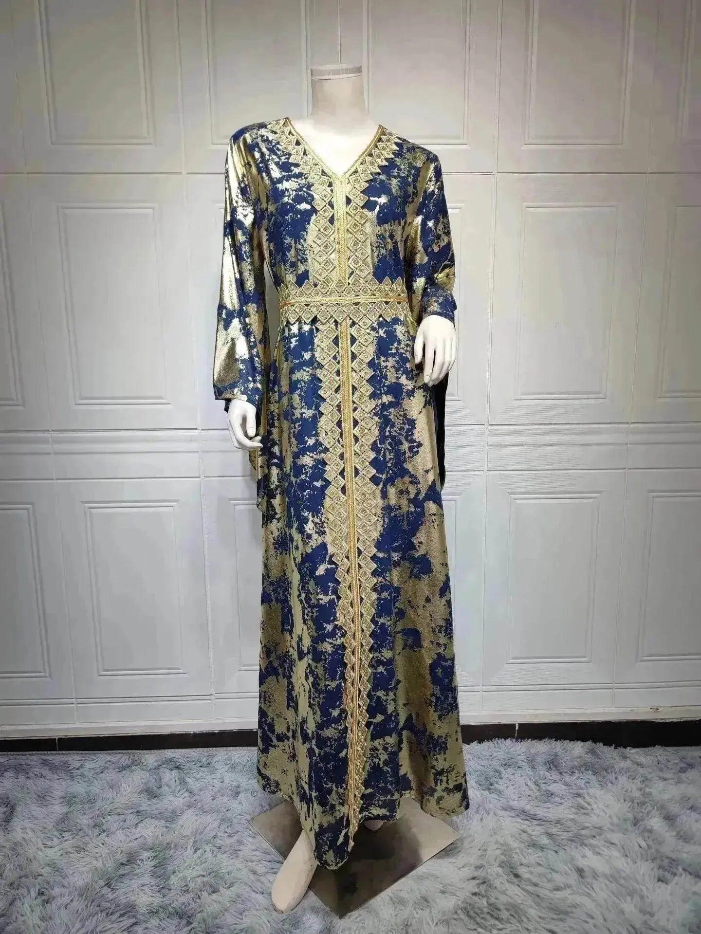Arab  Chiffon Bronzing Robe Containing Belt Dress