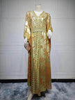 Arab  Chiffon Bronzing Robe Containing Belt Dress