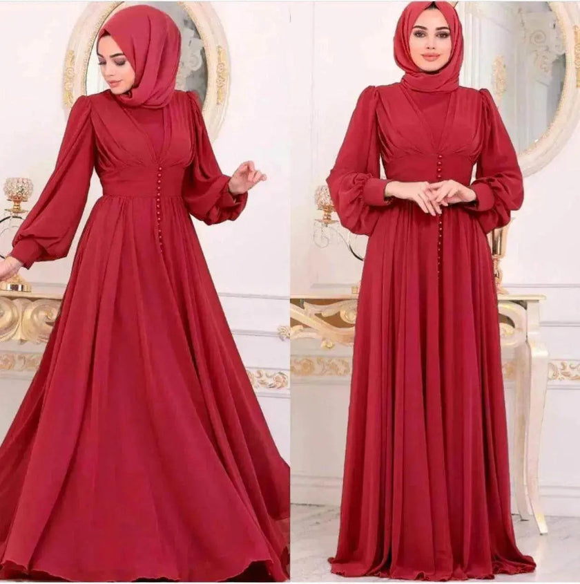 Arab  Women's Clothing Long Sleeve Chiffon Dress