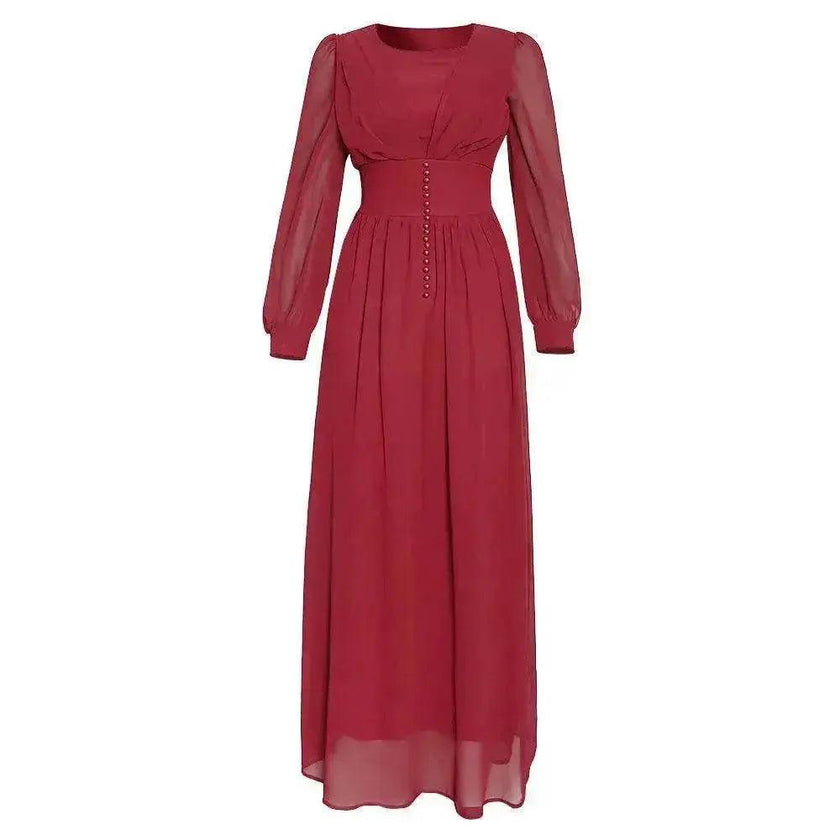 Arab  Women's Clothing Long Sleeve Chiffon Dress