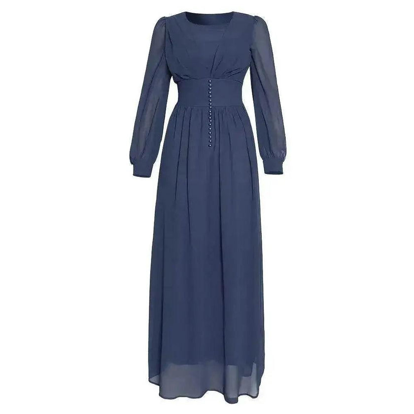Arab  Women's Clothing Long Sleeve Chiffon Dress