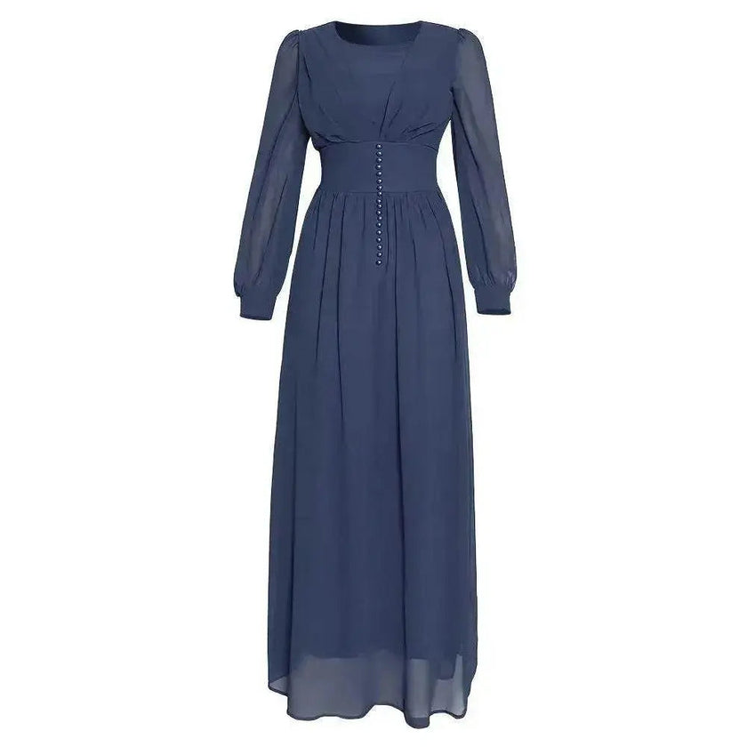Arab  Women's Clothing Long Sleeve Chiffon Dress