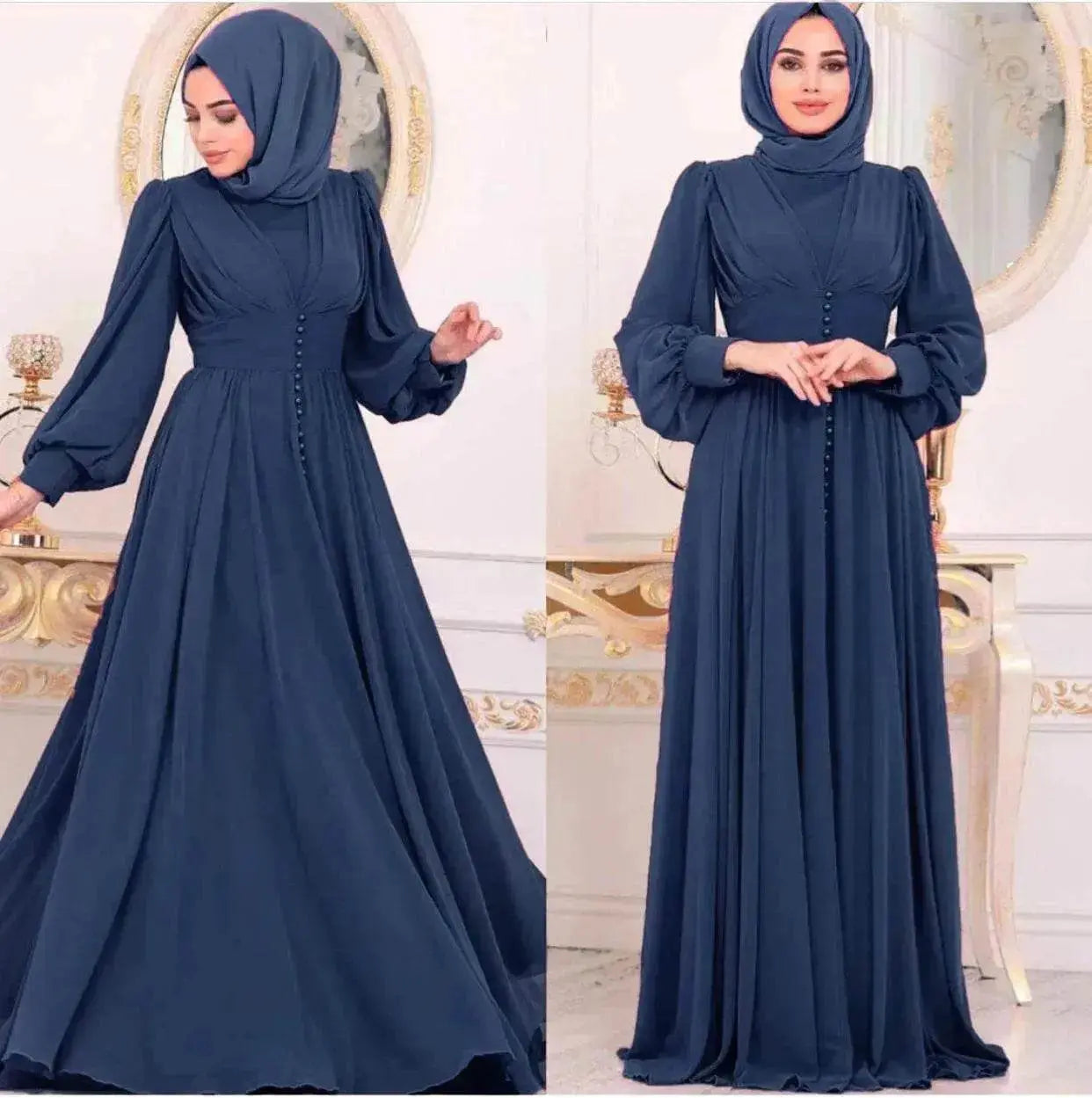 Arab  Women's Clothing Long Sleeve Chiffon Dress