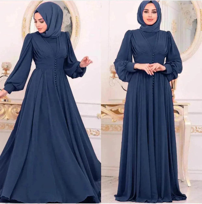 Arab  Women's Clothing Long Sleeve Chiffon Dress