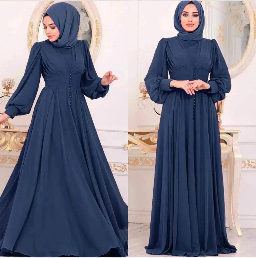 Arab  Women's Clothing Long Sleeve Chiffon Dress