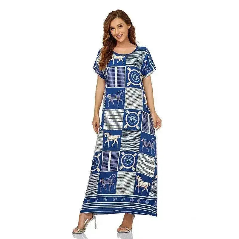 Arab  Women's Dress Short Sleeve Loose Hem