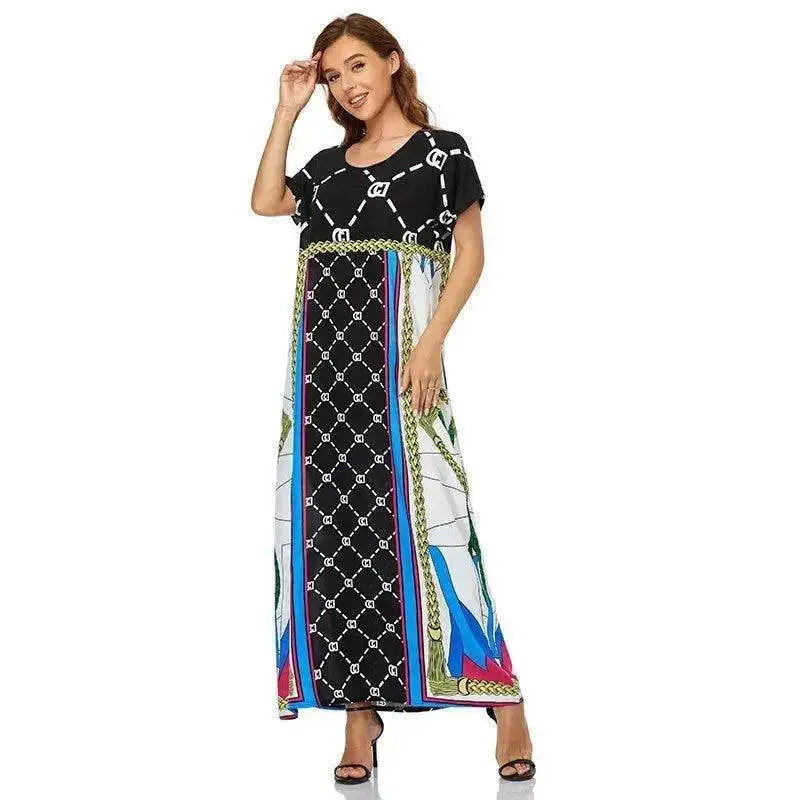 Arab  Women's Dress Short Sleeve Loose Hem